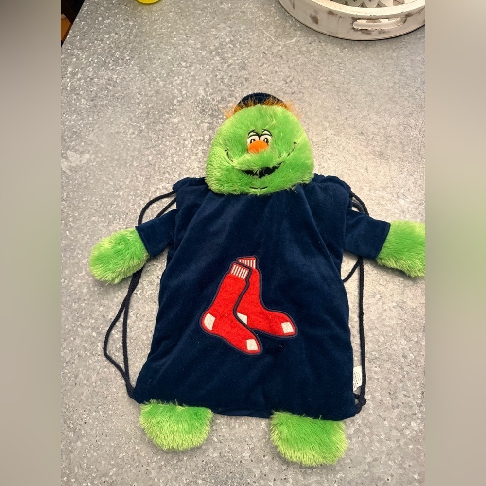 Boston Red Sox Wally the Green Monster Plush Drawstring Backpack